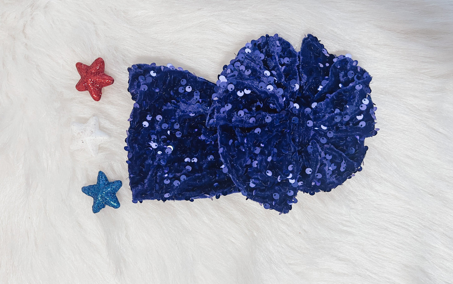 Blue Sequin BOWS
