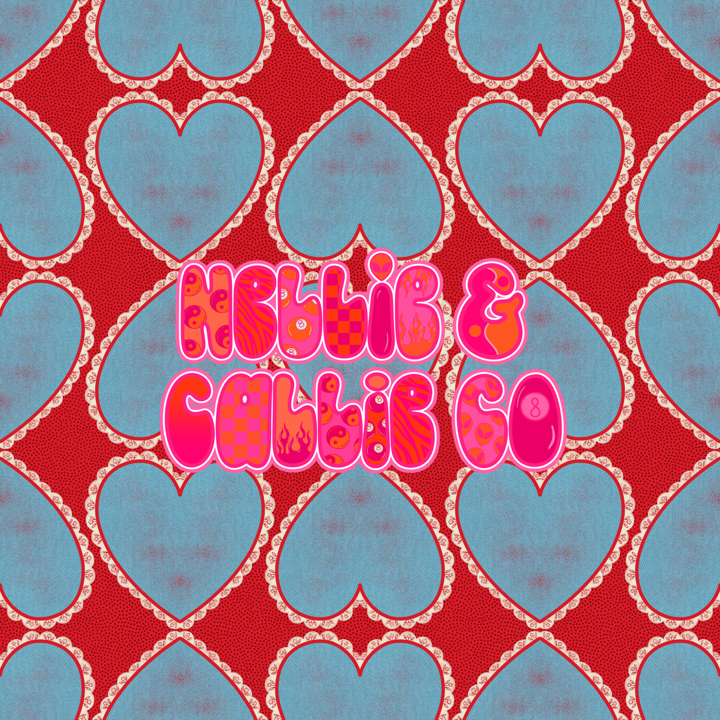 VINTAGE BANDANA HEARTS BOWS