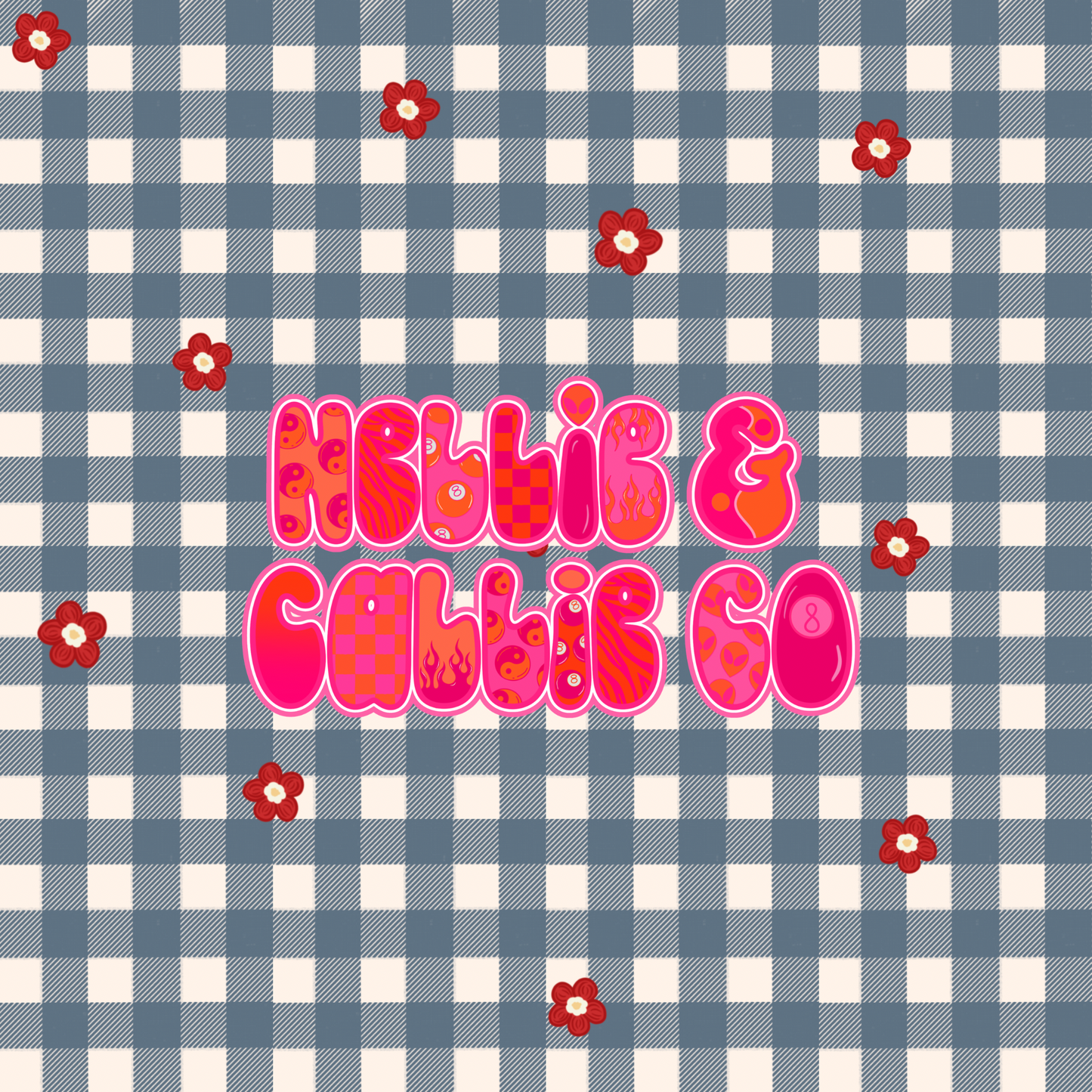 RED DAISY ON GINGHAM BOWS