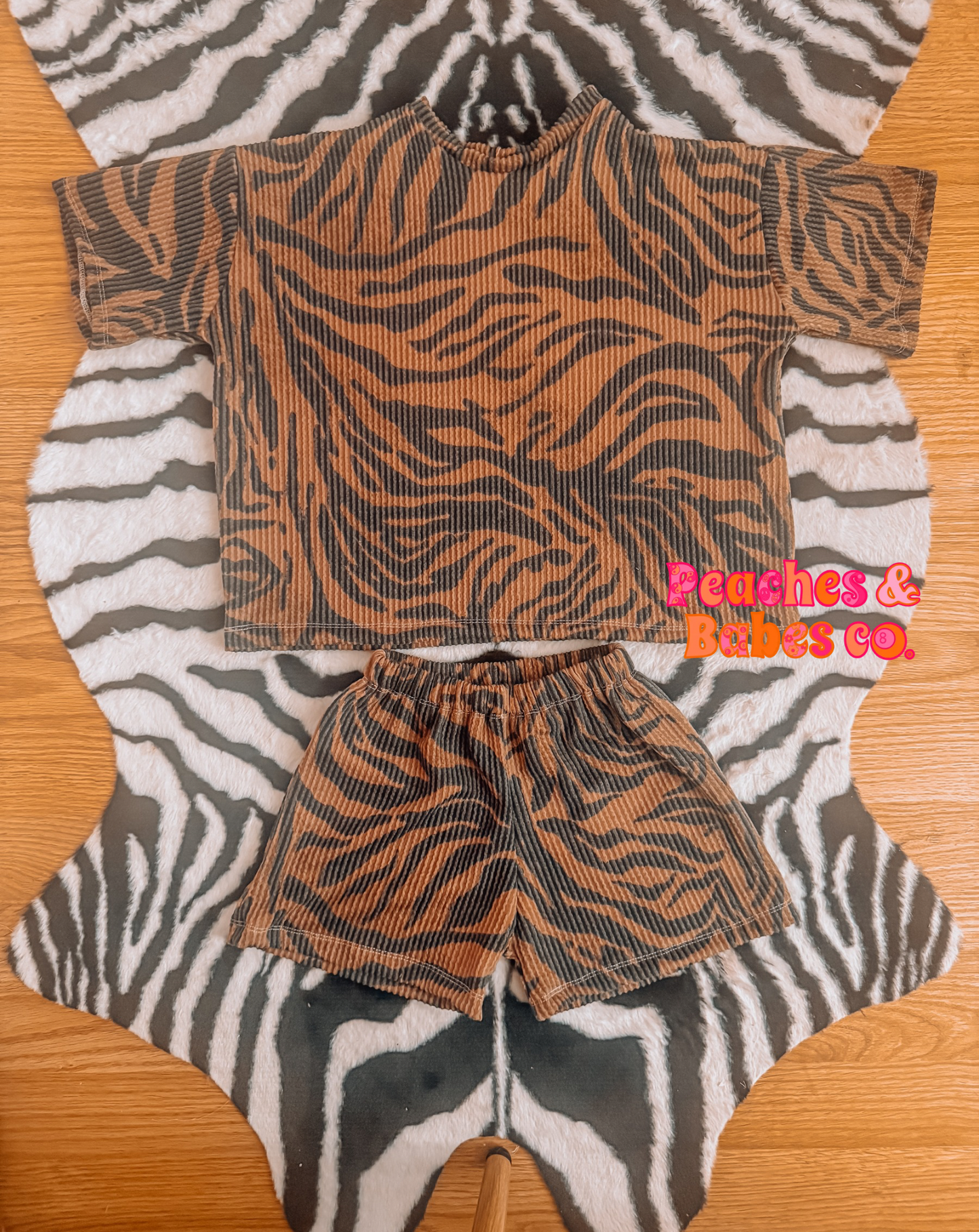 ADULT BROWN ZEBRA 2PC SET (XS-2XL)